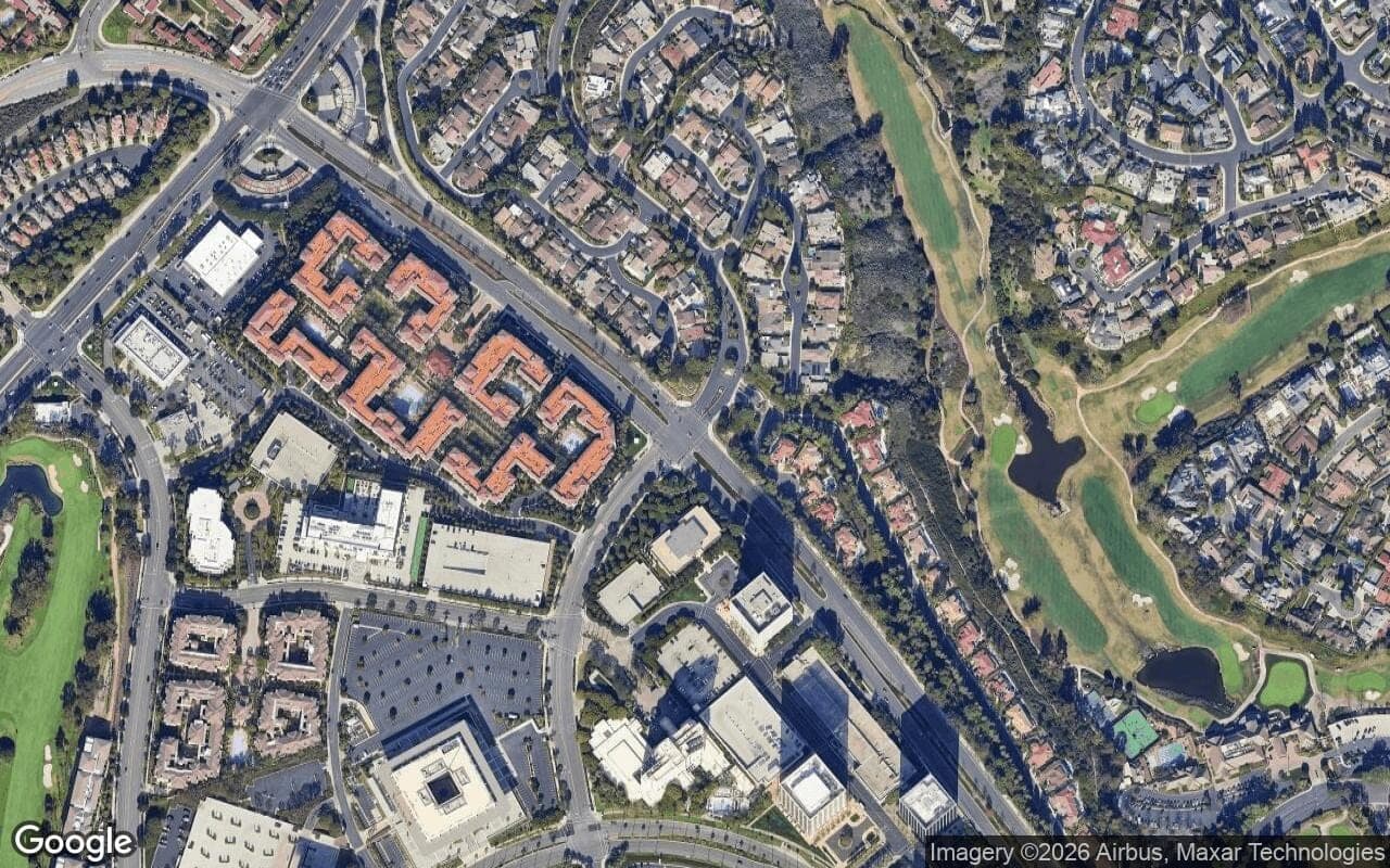 Satellite aerial view of Big Canyon Deane in Newport Beach, California, showing the neighborhood's streets and surroundings.