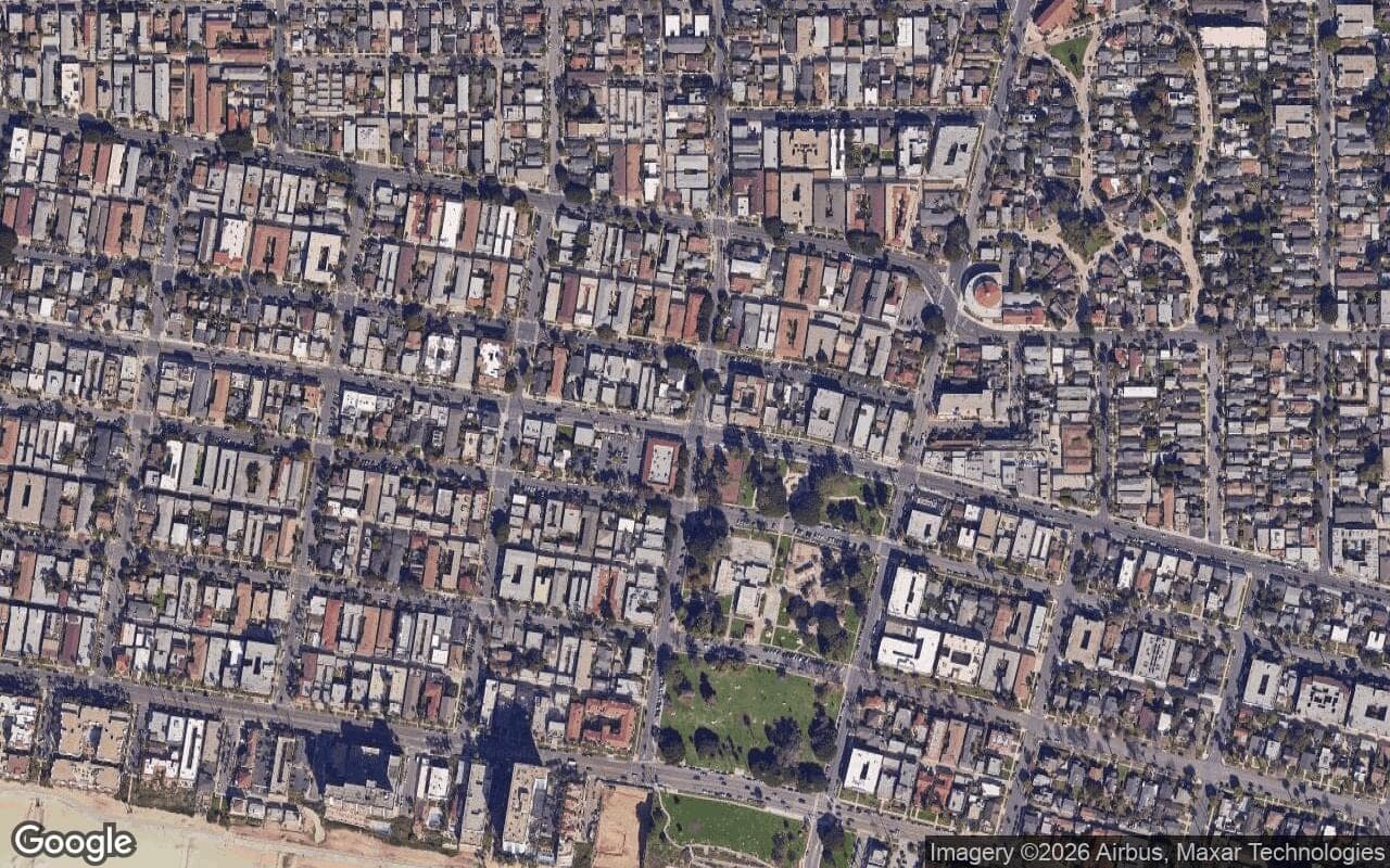 Satellite aerial view of Bluff Heights in Long Beach, California, showing the neighborhood's streets and surroundings.