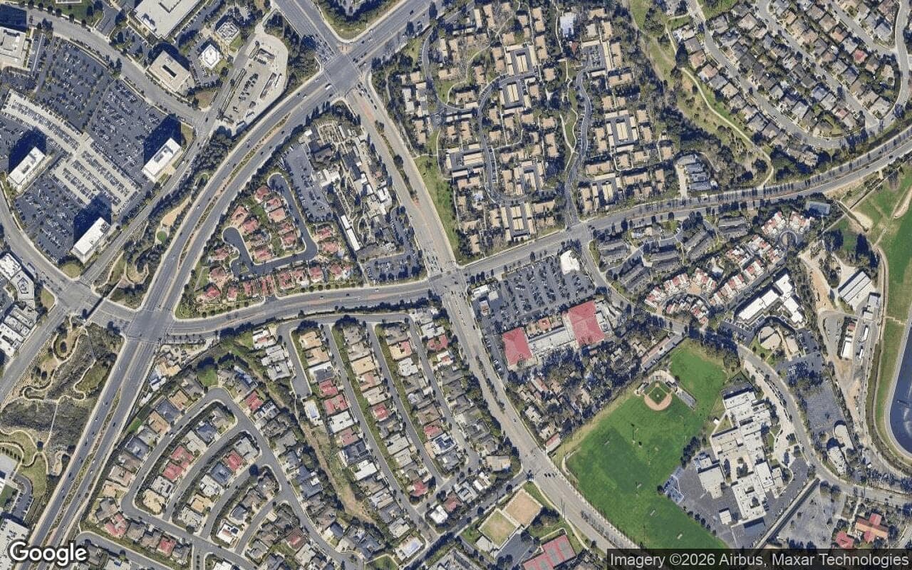 Satellite aerial view of Harbor Point in Corona del Mar, California, showing the neighborhood's streets and surroundings.