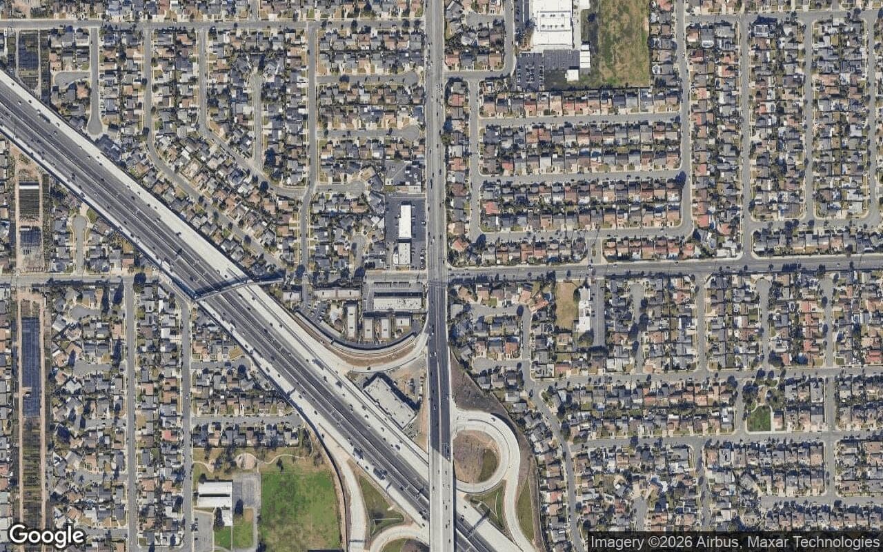 Satellite aerial view of San Marino in Fountain Valley, California, showing the neighborhood's streets and surroundings.