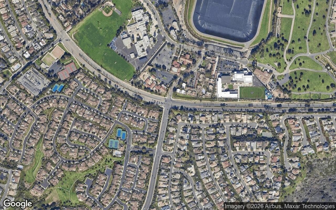 Satellite aerial view of Seaview in Newport Beach, California, showing the neighborhood's streets and surroundings.