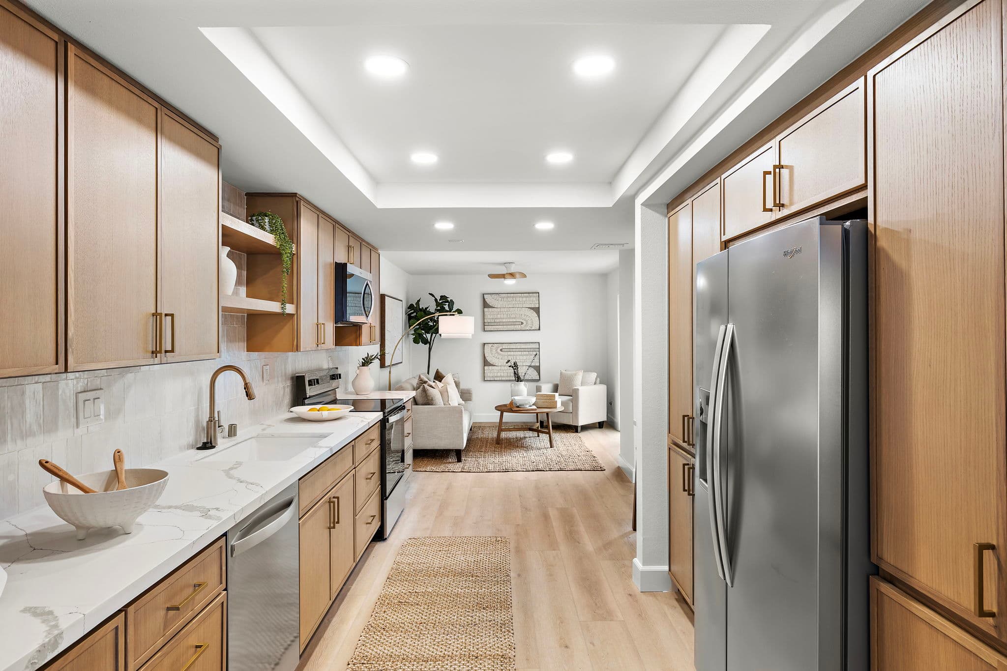 A remodeled modern kitchen in a Huntington Harbour home.