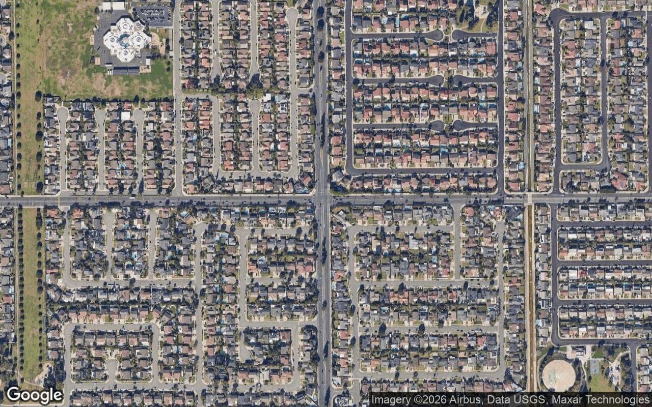 Satellite aerial view of Award (Magnolia & Ellis) in Fountain Valley, California, showing the neighborhood's streets and surroundings.