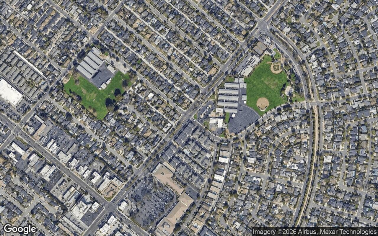 Satellite aerial view of Harbor Highlands in Newport Beach, California, showing the neighborhood's streets and surroundings.