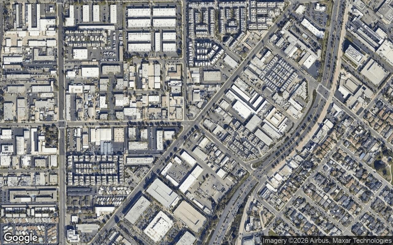 Satellite aerial view of Harbor Homes in Newport Beach, California, showing the neighborhood's streets and surroundings.