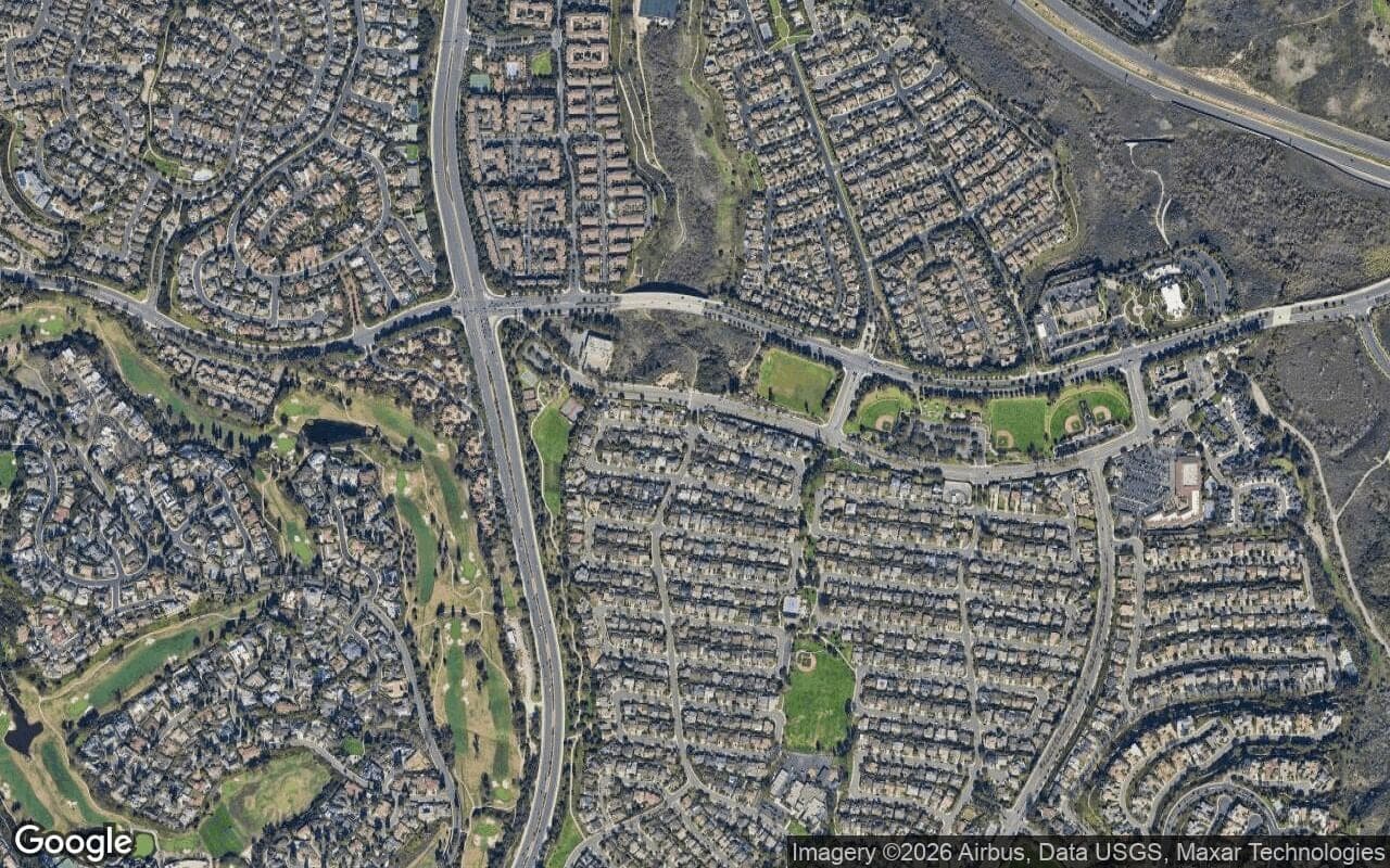 Satellite aerial view of Harbor View Homes in Newport Beach, California, showing the neighborhood's streets and surroundings.