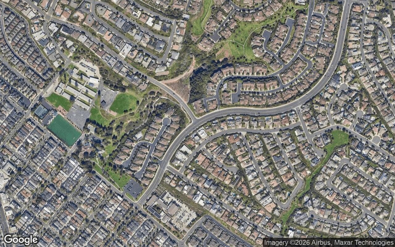 Satellite aerial view of Harbor View Original in Corona del Mar, California, showing the neighborhood's streets and surroundings.