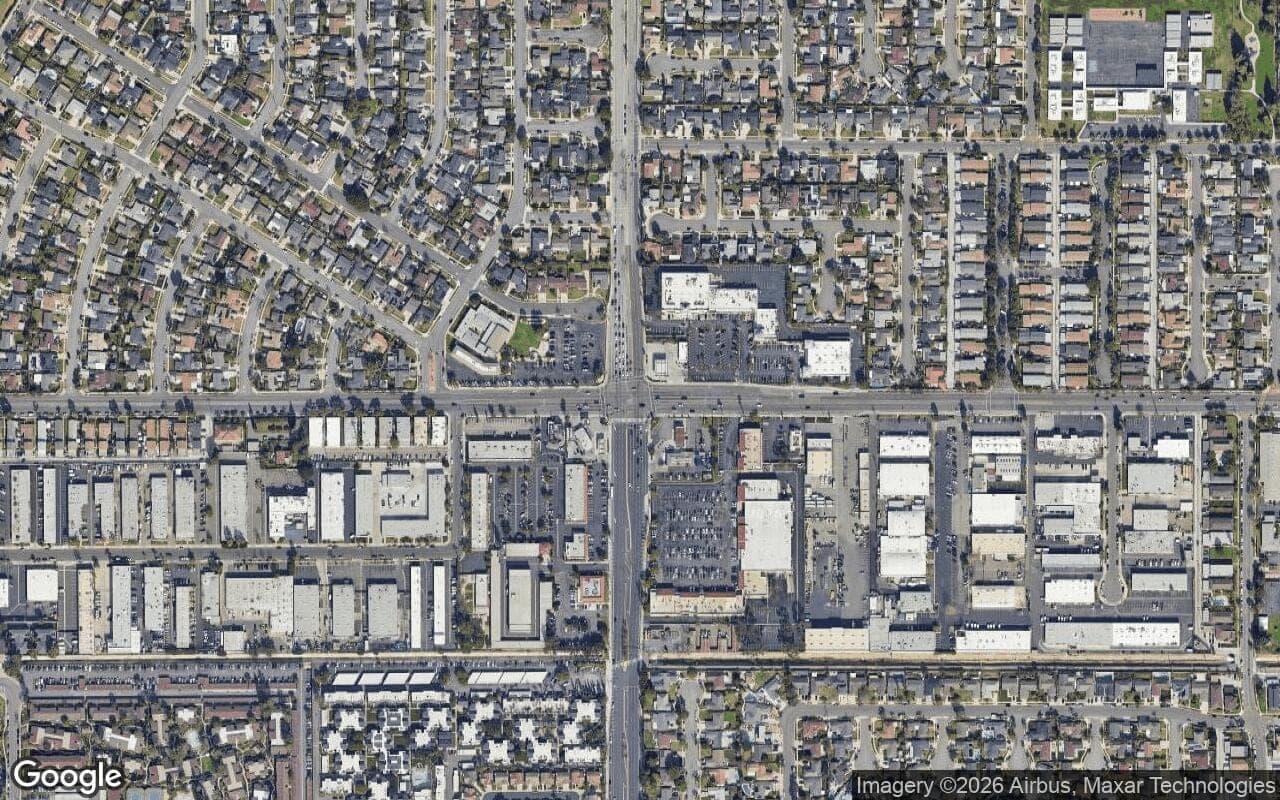 Satellite aerial view of Mesa del Mar in Costa Mesa, California, showing the neighborhood's streets and surroundings.