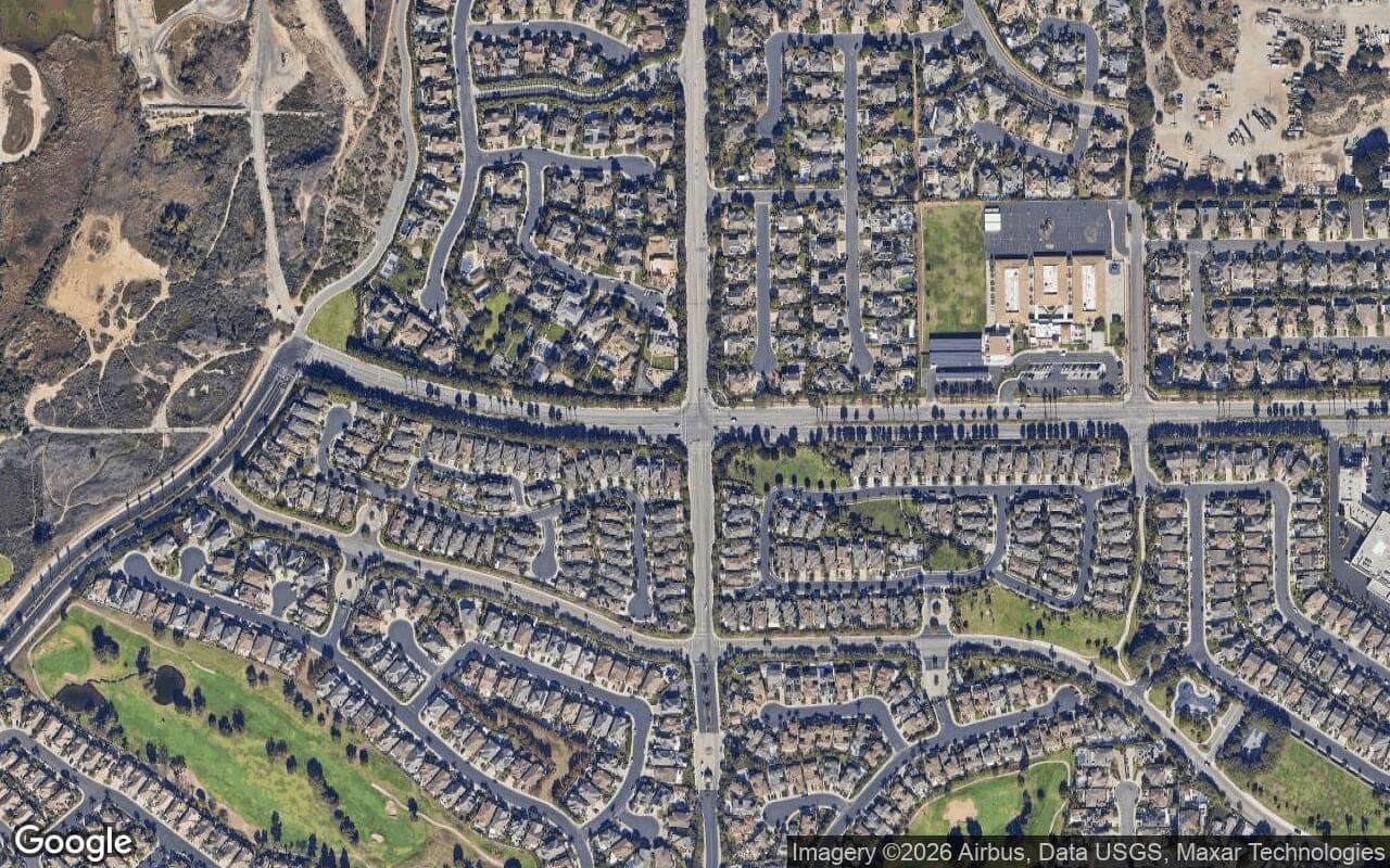 Satellite aerial view of St Augustine I in Huntington Beach, California, showing the neighborhood's streets and surroundings.
