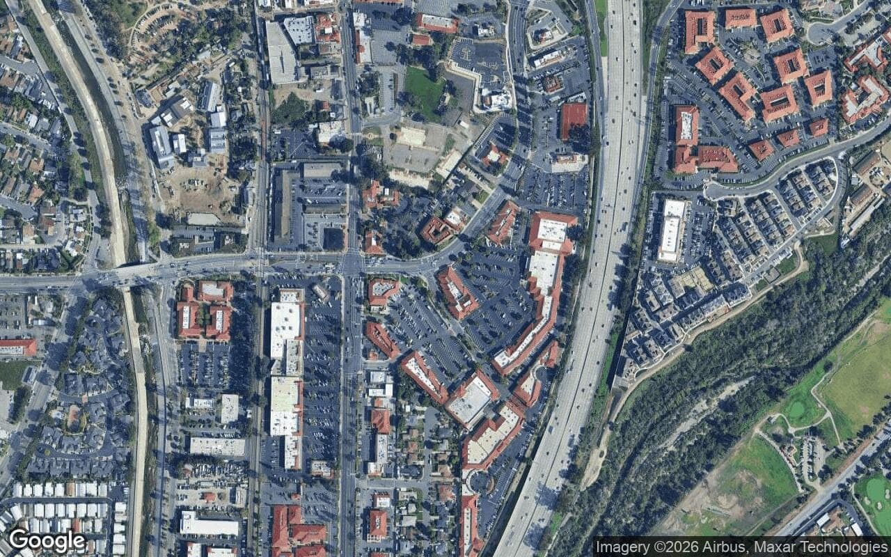 Satellite aerial view of The Strand at Headlands in Dana Point, California, showing the neighborhood's streets and surroundings.