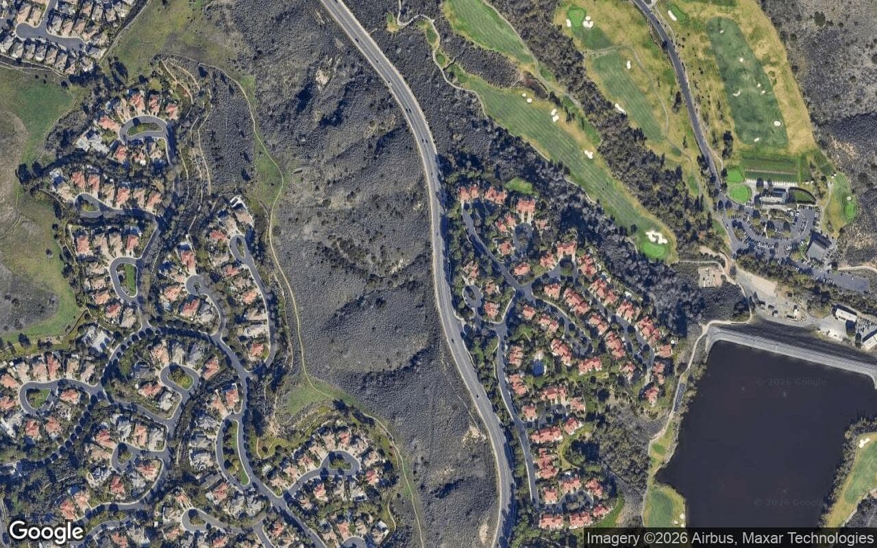 Satellite aerial view of Turtle Ridge in Irvine, California, showing the neighborhood's streets and surroundings.