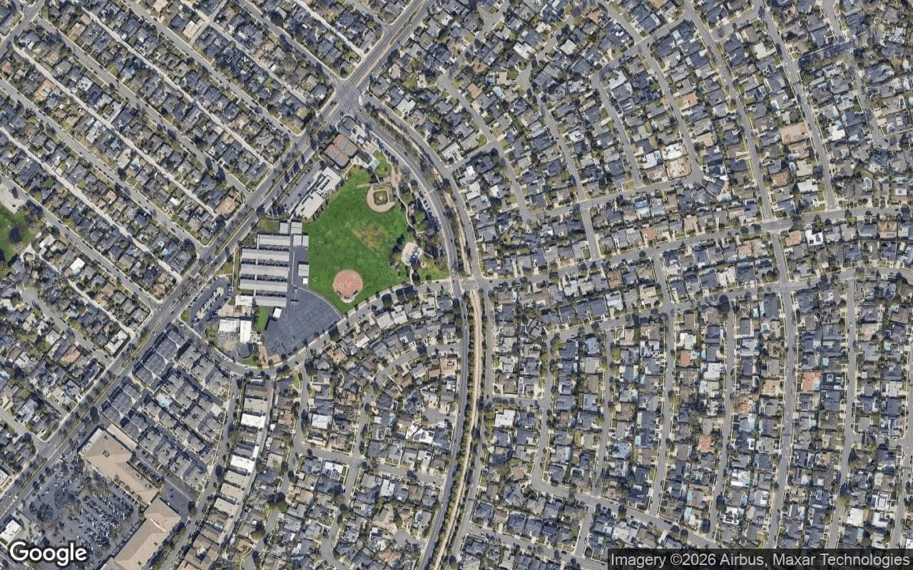 Satellite aerial view of Westcliff East in Newport Beach, California, showing the neighborhood's streets and surroundings.