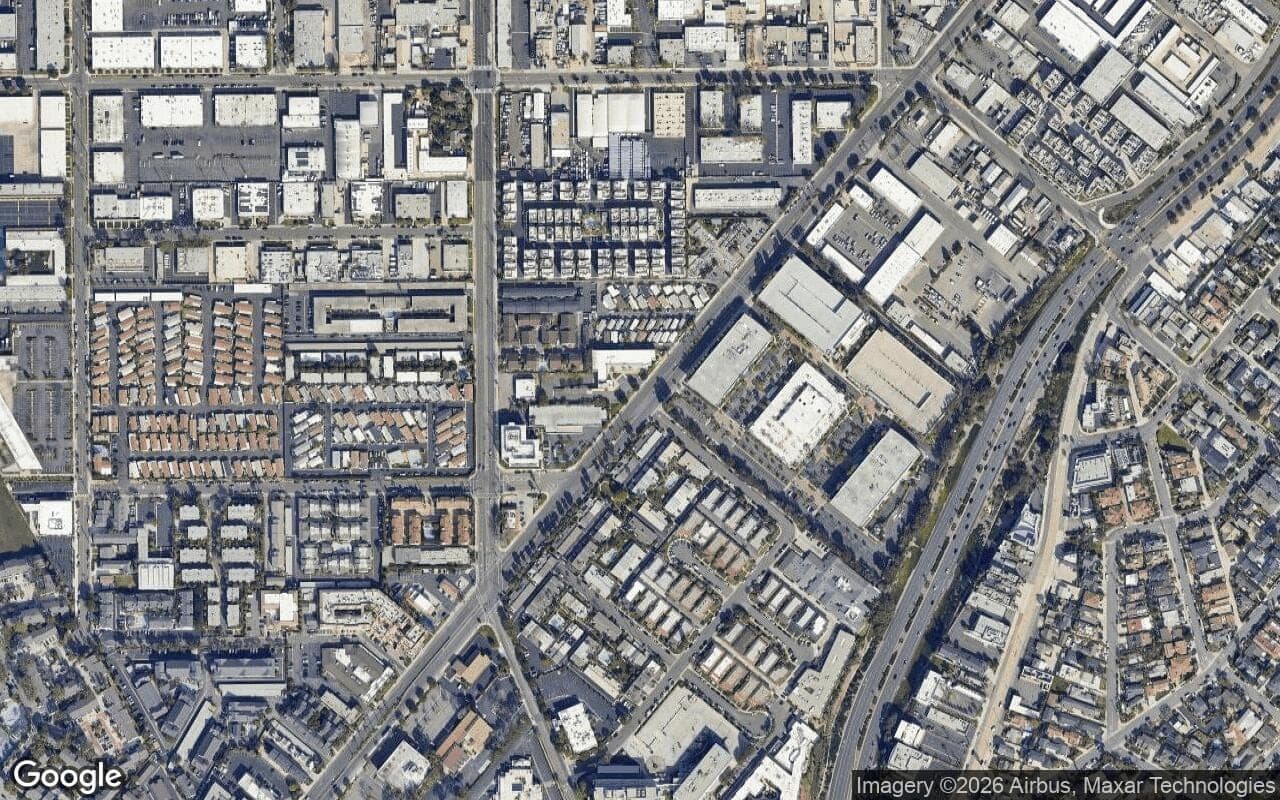 Satellite aerial view of Windward East in Newport Beach, California, showing the neighborhood's streets and surroundings.